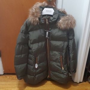 NICOLE BENISTI BIEL LEATHER-TRIM DOWN COAT